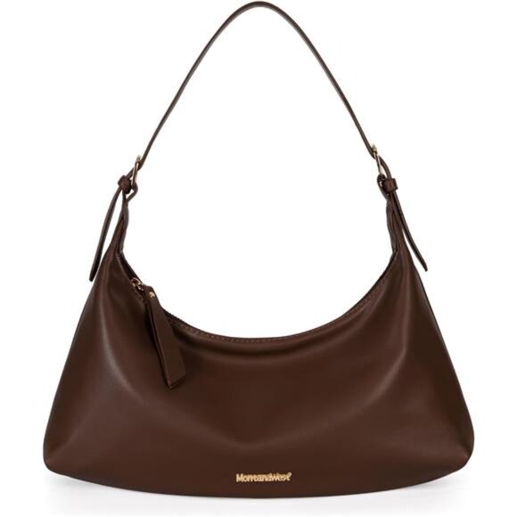 Shoulder Purses Crescent Hobo Bags Trendy Coffee - Picture 1 of 6